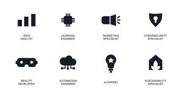 Collection of icons for modern smart professions of the future with text vector