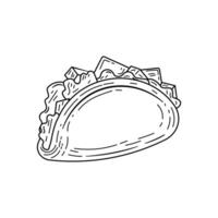 Illustration tacos hand drawn vintage design style isolated white background vector