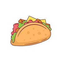 Illustration tacos cute cartoon design style isolated white background vector