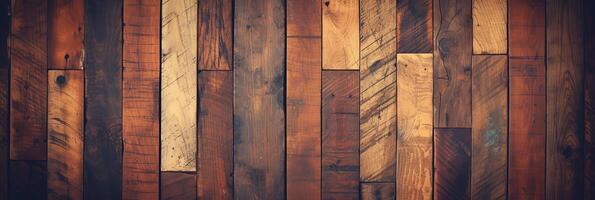 AI generated Rustic natural wood planks texture with weathered grain for background and design element photo