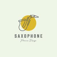 saxofón línea Arte musical instrumento diseño logo minimalista ilustración creativo vector