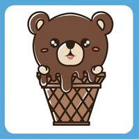 vector ice cream cone with a bear's head on top