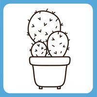 vector illustration of cute cactus with white background, cactus flat icon, sitting cactus plant