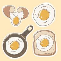 vector illustration of fried eggs, toast and a slice of bread