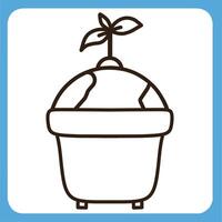 earth globe in a pot icon vector