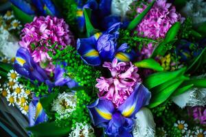 Purple and White Flower Bouquet photo