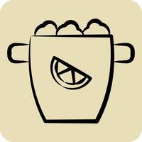 Icon Ice Bucket. related to Cocktails,Drink symbol. hand drawn style. simple design editable. simple illustration vector