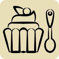 Icon Cupcake. related to Fast Food symbol. hand drawn style. simple design editable. simple illustration vector