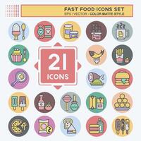 Icon Set Fast Food. related to Restaurant symbol. color mate style. simple design editable. simple illustration vector