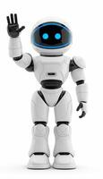 AI generated Joyful robotic humanoid man with a beaming smile, expressing ai concept with emotion and happiness photo