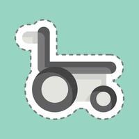 Sticker line cut Wheelchair. related to Medical symbol. simple design editable. simple illustration vector