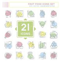 Icon Set Fast Food. related to Restaurant symbol. Color Spot Style. simple design editable. simple illustration vector