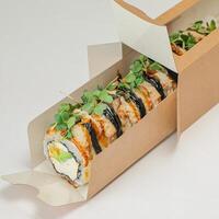 Sushi in Box With White Background photo
