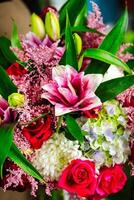 Close Up of a Colorful Bouquet, Copy Space photo