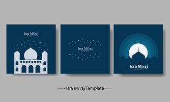 Isra Miraj Poster Flat Illustration Backgrounds Set vector