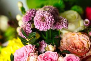 Colorful Flowers in Vase photo