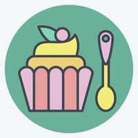 Icon Cupcake. related to Fast Food symbol. color mate style. simple design editable. simple illustration vector