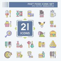 Icon Set Fast Food. related to Restaurant symbol. doodle style. simple design editable. simple illustration vector