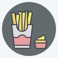 Icon French Fries. related to Fast Food symbol. color mate style. simple design editable. simple illustration vector