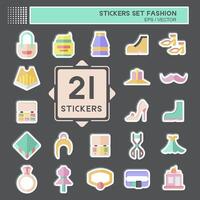 Sticker Set Fashion. related to Beauty symbol. simple design editable. simple illustration vector