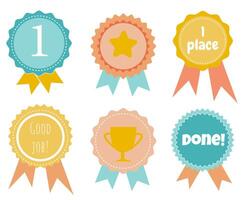 A vector set of cute badges for good work. Set of medals