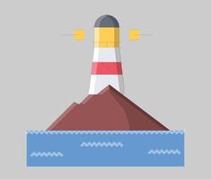 lighthouse light water sea island building architecture vector