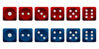 EPS 10 vector 3d red and blue dice illustration collection.