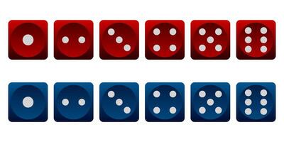 EPS 10 vector 3d red and blue dice illustration collection.