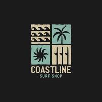 Vintage surf logo design template for surf club, surf shop, surf merch. vector