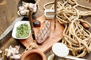 Abundant Assortment of Food on Wooden Cutting Board photo