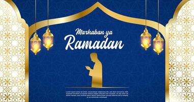 Vector Blue Luxury Ramadan Kareem Banner Template