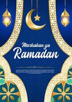 Vector Blue Luxury Ramadan Kareem Poster Template