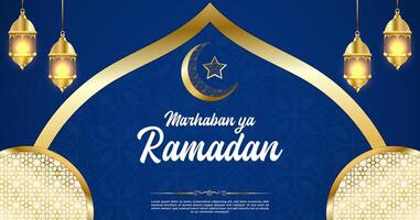 Vector Blue Luxury Ramadan Kareem Banner Template