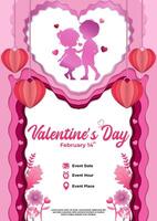 vector papel cortar San Valentín día póster modelo