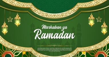 Vector Green Luxury Ramadan Kareem Banner Template