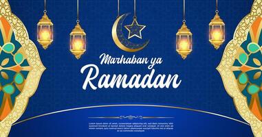 Vector Blue Luxury Ramadan Kareem Banner Template