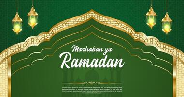 Vector Green Luxury Ramadan Kareem Banner Template