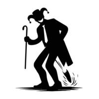 A silhouette vector image of a prank or a joke related to April Fools.