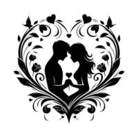 Valentine's Day vector silhouette gift love image.