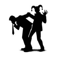 A silhouette vector image of a prank or a joke related to April Fools.