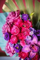 Colorful Bouquet of Flowers in a Vase photo