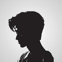 Young men profile silhouettes. Vector heads, man dark sketch portraits, human teenager person face profiles