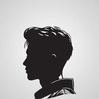 Young men profile silhouettes. Vector heads, man dark sketch portraits, human teenager person face profiles