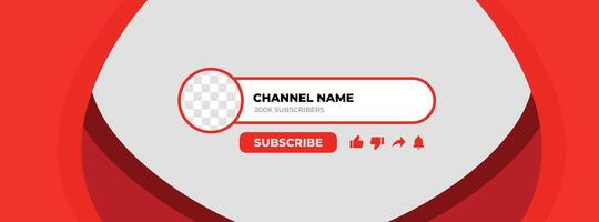 Youtube Channel Name Lower Third. Red Broadcast Banner for Channel Youtube vector