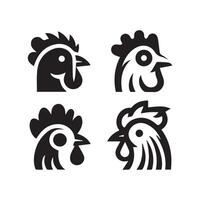 simple black chicken head logo, Chicken icon vector