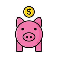 cerdito banco icono vector diseño modelo en blanco antecedentes