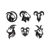 Goat head black and white logo design template vector