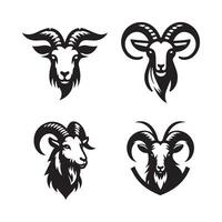 Goat head black and white logo design template vector