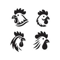 sencillo negro pollo cabeza logo, pollo icono vector