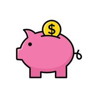 cerdito banco icono vector diseño modelo en blanco antecedentes